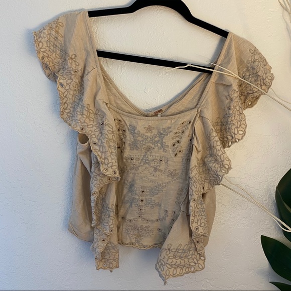 FREE PEOPLE Ruffled Eyelet Cropped Top - Picture 5 of 10